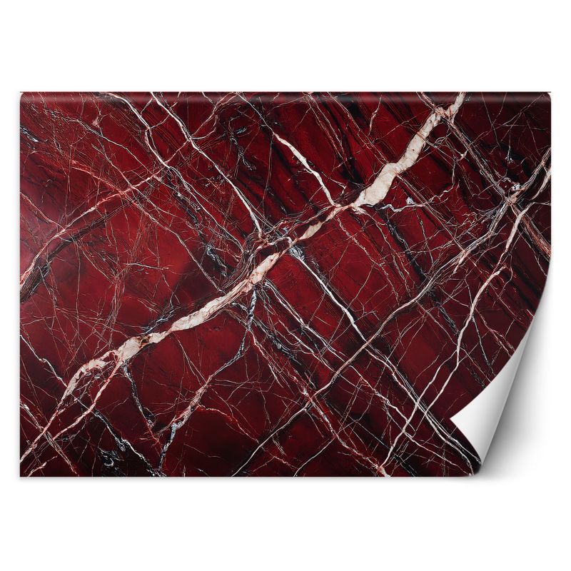 Fototapeta Feeby Czerwony Marmur ze Złotem Styl Glamour 200x140 1 szt