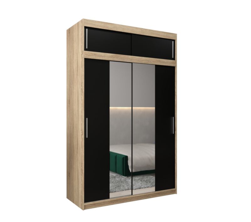 Szafa przesuwna Garderoba Abiks Tokyo 1 150 sonoma + czarny z nadstawką 1 szt.