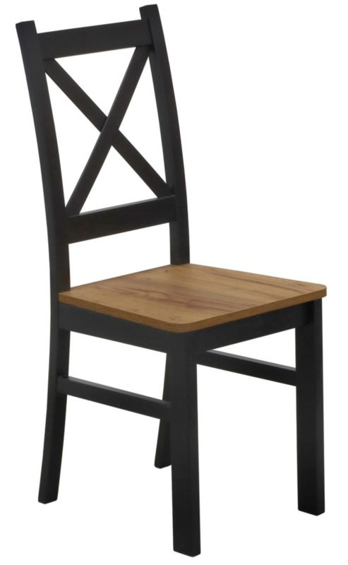 Krzesło Bonni drewniane do jadalni salonu Czarny/Dąb Craft 1 szt.