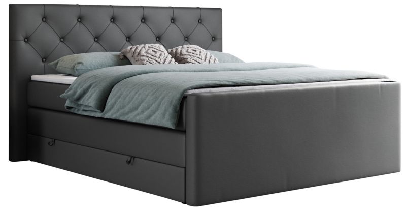 Łóżko kontynentalne MKS Meble KING VELEN 140x200 H4 ciemnoszary ekoskóra 1szt.