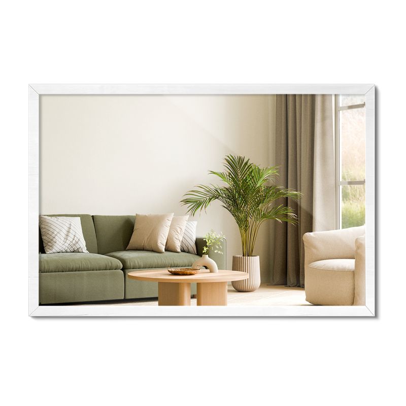 Lustro Prostokątne ArtPrintCave 60 x 40 cm Biała Prosta Rama Ozdobne do Makijażu Łazienki 1 szt.