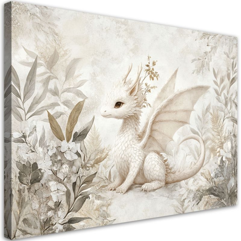 Obrazy dla dzieci do pokoju Feeby Mały Smok Kwiaty Rośłiny 90x60cm 1szt