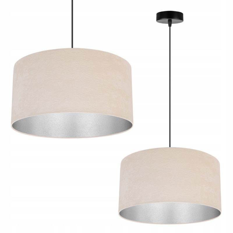 Lampa sufitowa wisząca Light Home LH Mediolan Welur 1x E27 60W ciepły kremowy/srebrny 35cm 1szt.