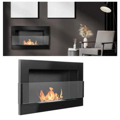 Biokominek BiokominkiGMT wiszący z szybą 650x400 czarny połysk 1szt.