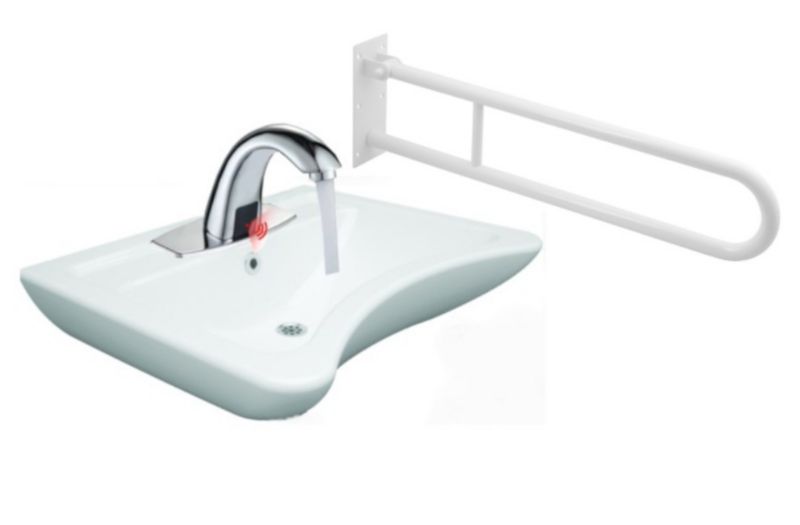 Umywalka Viba dla osób niepełnosprawnych, poręcz składana 600mm, bateria na fotokomórkę 1szt