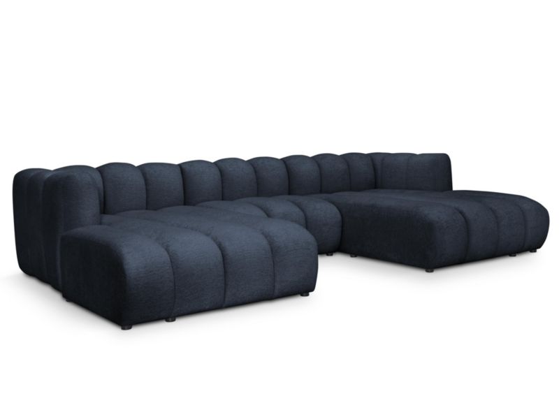 Sofa modułowa panoramiczna LaMiaSofa NAPOLI z tkaniny szenilowej 316x179 cm niebieski 1 szt.