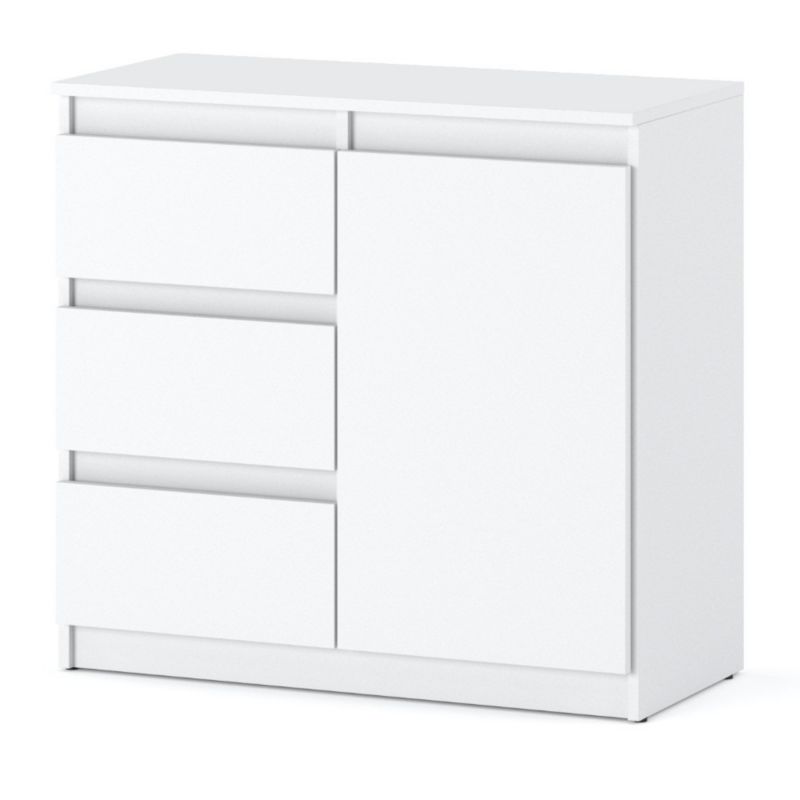 Komoda Hurtownia-Mebli Szuflady 3 Agnes 1D3SZ 80cm Biały Mat Biały Mat 80x35x75 cm 1szt.