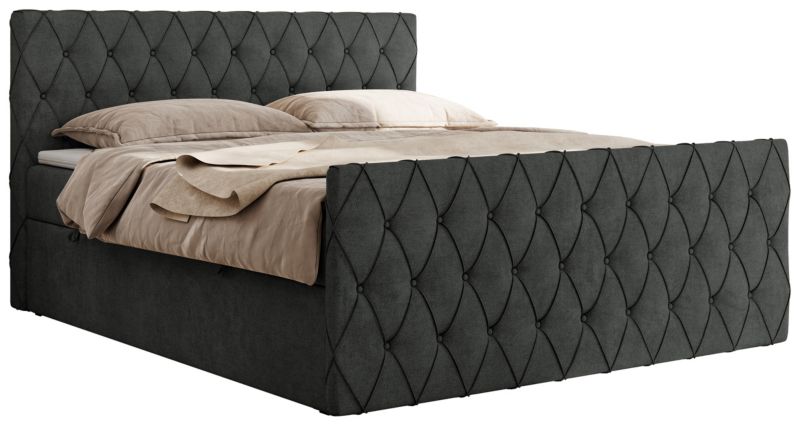 Łóżko kontynentalne MKS Meble MIREN DUO 200x200 H4 Ciemnoszary struktura 1szt.