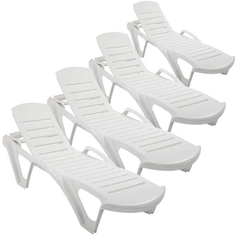 Leżak Ogrodowy Focus Garden Plażowy MONOBLOCK Regulowany na basen biały 4 szt