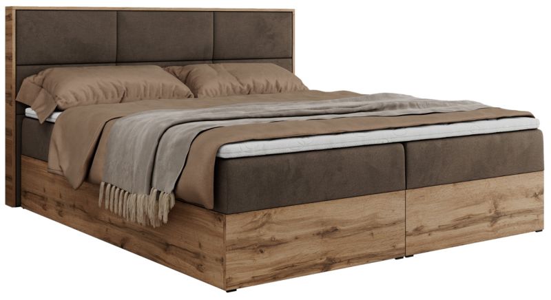 Łóżko kontynentalne MKS Meble ALBERO 2 160x200 H3 Brązowy welvet 1szt.