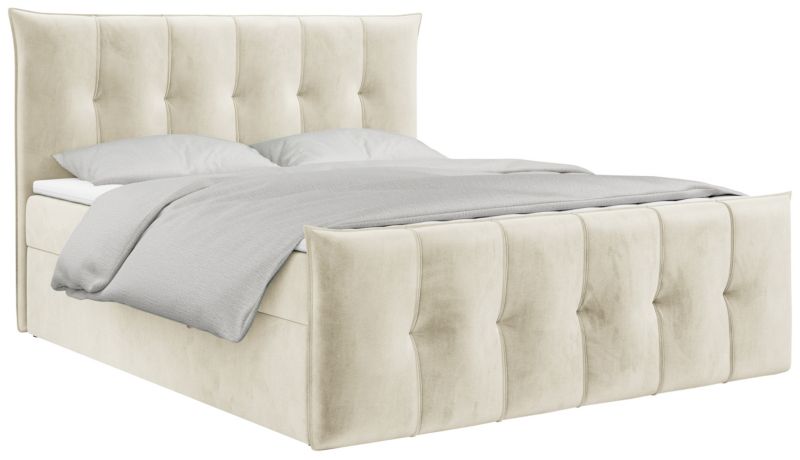 Łóżko kontynentalne MKS Meble PREMIUM 11 180x200 H4 Beżowy welvet 1szt.