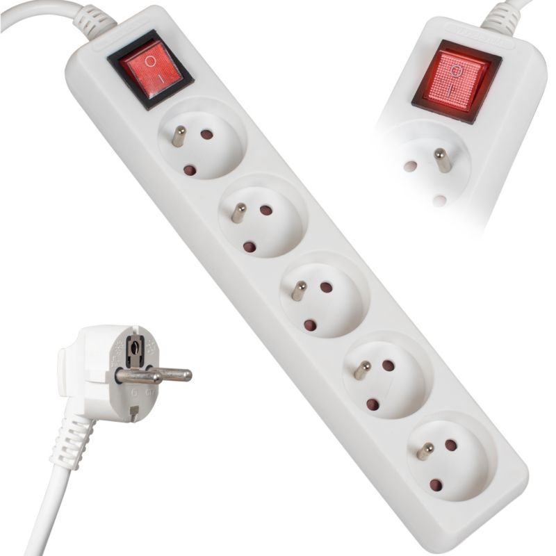 Przedłużacz listwa zasilająca Vayox VA0309-5 5 gniazd z włącznikiem biały 5m 1 szt.