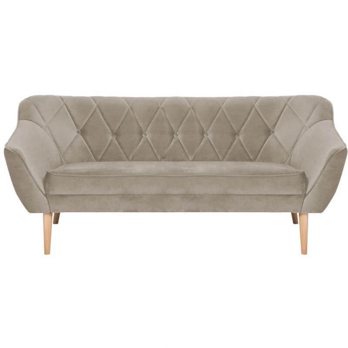 Sofa trzyosobowa Bettso Caro z pikowanym oparciem w stylu skandynawskim beżowy 1szt.