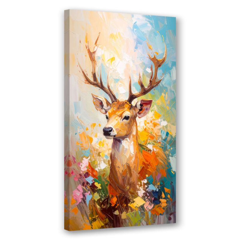 Obraz na płótnie do salonu biura Feeby Kolorowy Jeleń efekt farby olejnej 50x100cm 1szt