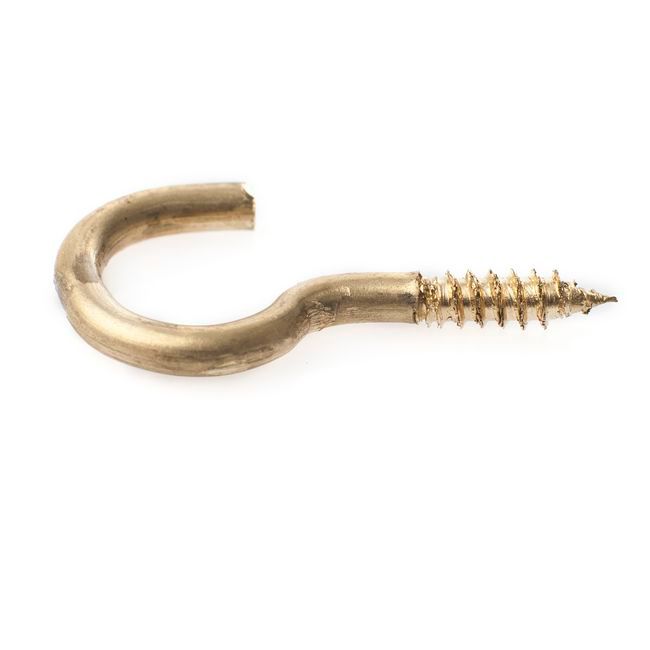 Haczyk wkręcany 30 mm wygięty mosiężny jasny 1 szt.