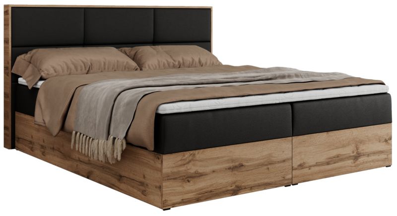 Łóżko kontynentalne MKS Meble ALBERO 2 140x200 H3 Czarny ecoskóra 1szt.