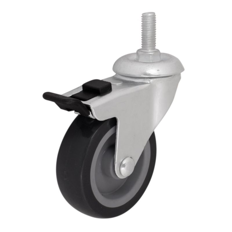 Zestaw jezdny fi 75 mm 55 kg gwint M10 z hamulcem i kołem