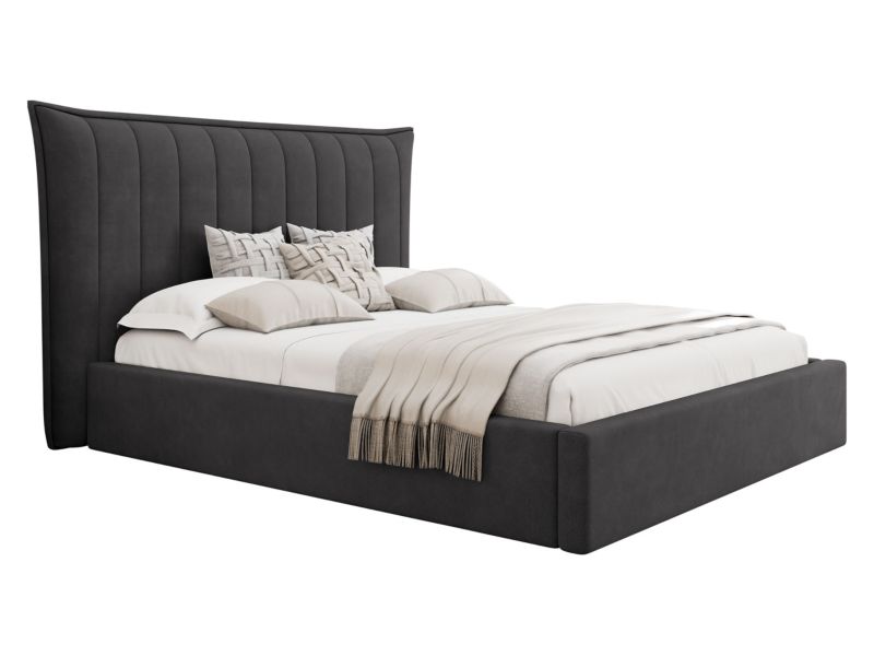 Łóżko tapicerowane MIRJAN 24 z pojemnikiem na pościel Lilkus 140x200 stalowy szary 1 szt.