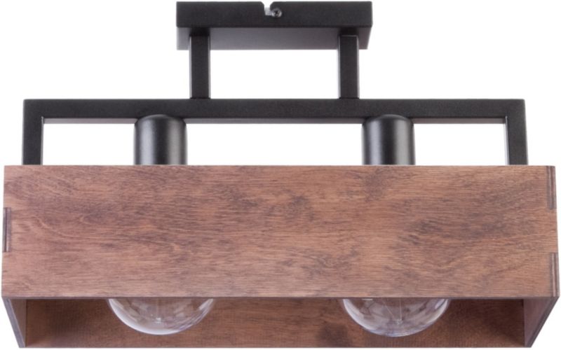 Lampa sufitowa wisząca Sigma Lighting Dakota 6898 ciemne drewno-czarna dekoracyjna 2xE27 x 15W 1 szt.