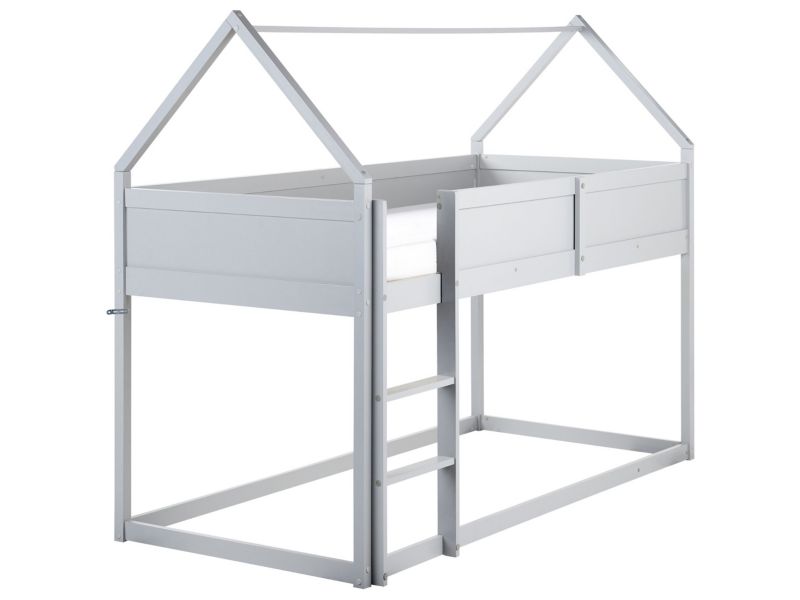 Łóżko na antresoli Domek Drewno Dienne 90 x 200 cm Szary 1 szt.