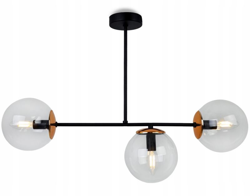 Lampa sufitowa wisząca Light Home LH Tulza 3x E14 40W klosz miedziany/bezbarwny 1szt.