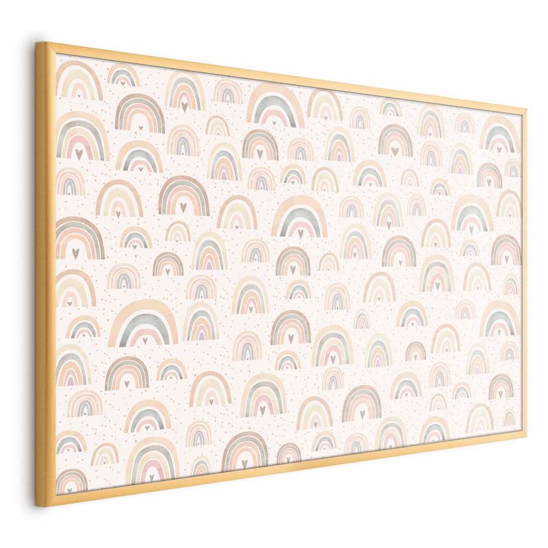 Plakat Artgeist Tęcze i serca 30x21 cm z ramą złotą 1 szt