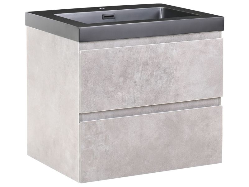 Szafka łazienkowa wisząca z umywalką Cardiel 60 cm 55 cm Szary 1 kpl