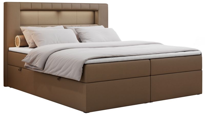 Łóżko kontynentalne MKS Meble GOLD 5 120x200 H4 Brązowy ecoskóra 1szt.