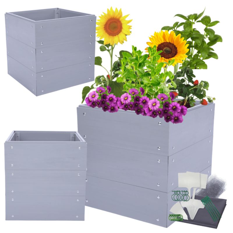 Skrzynia na warzywa MODO24 modułowa plastikowa trwała odporna na warunki atmosferyczne 60x60x60 cm 1 szt.