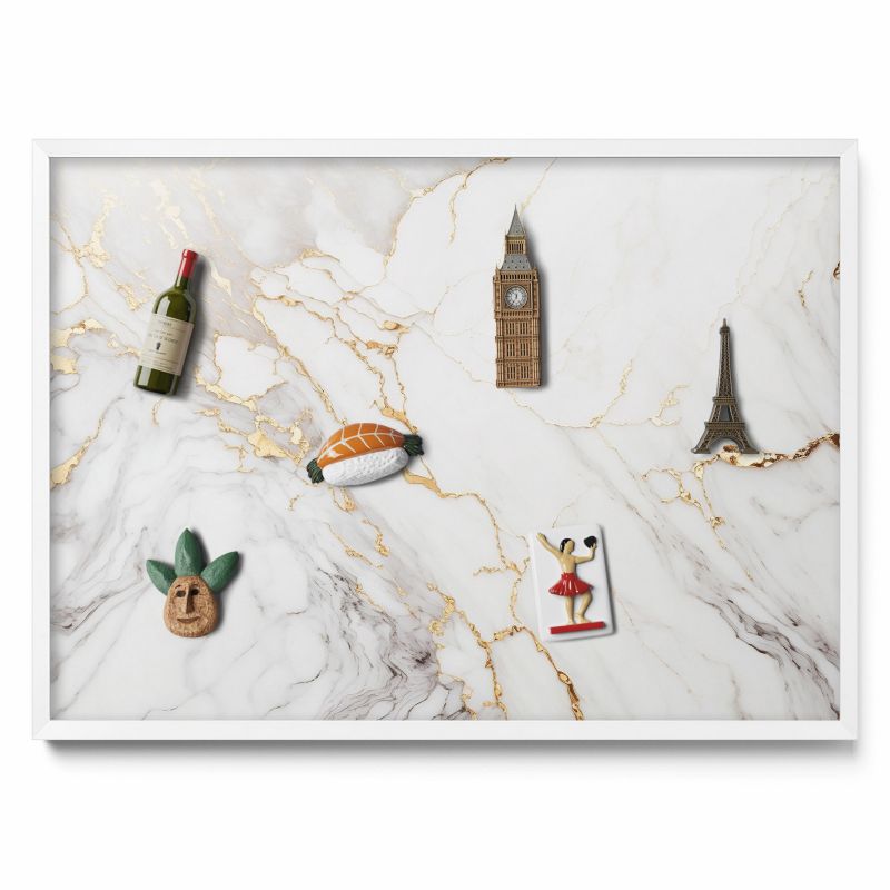 Tablica na notatki Tulup 70x50 cm Stylowy kamień marmur w białej ramie 1 szt.