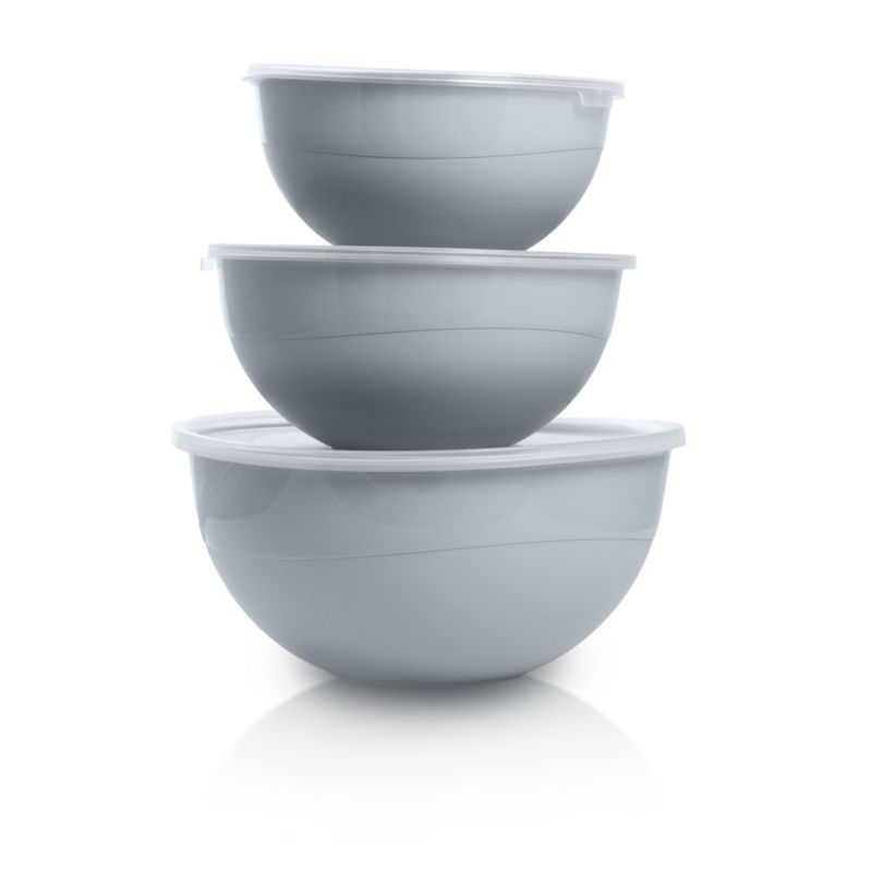 Miska Plastikowa EDANTI Okrągła Kuchenna Z Pokrywką Zamykaniem Zestaw Szary 3 szt.