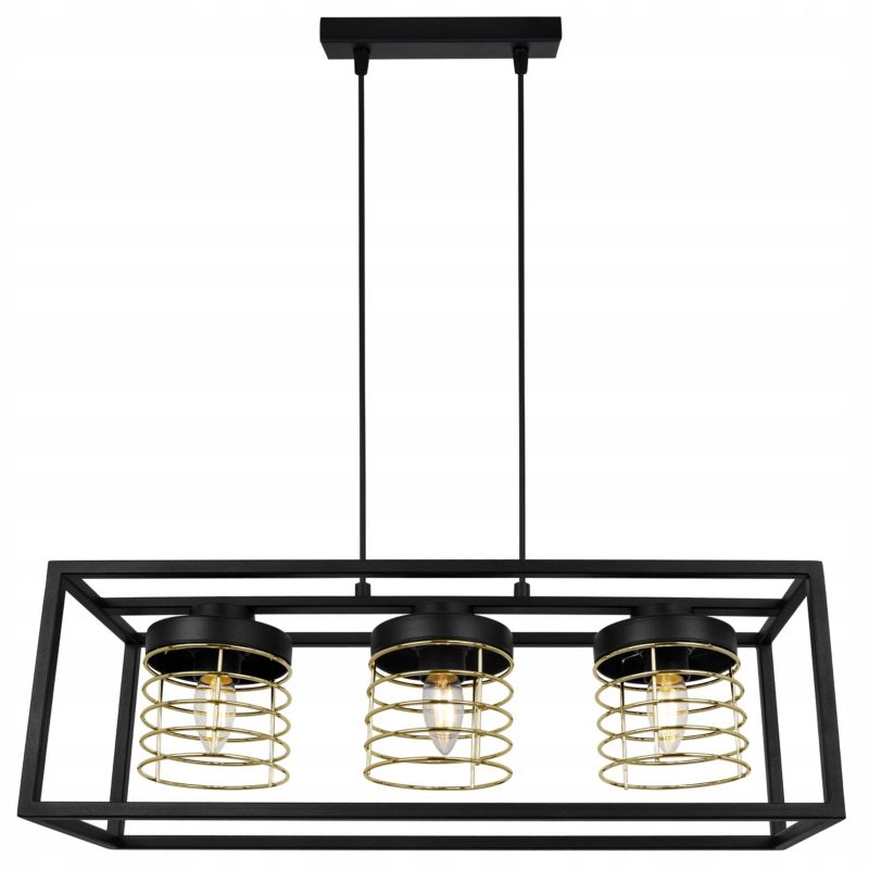 Lampa sufitowe wisząca Light Home LH Rasti Cage Klatka 3x E27 60W czarny/złoty 1szt.
