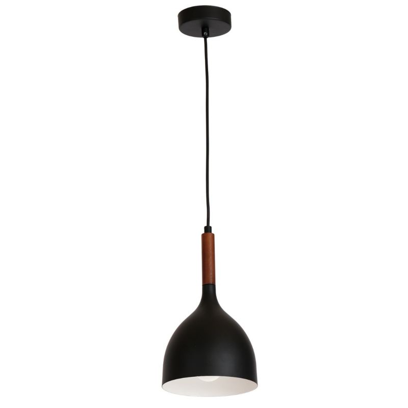 Lampa wisząca Luminex Noak Wood czarny matowa-biała-ciemne drewno wym: 110 x 17 x 17 cm 1xE27 x 15W 1 szt.