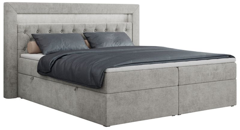 Łóżko kontynentalne MKS Meble GOLD 6 140x200 H4 Jasnoszary struktura 1szt.