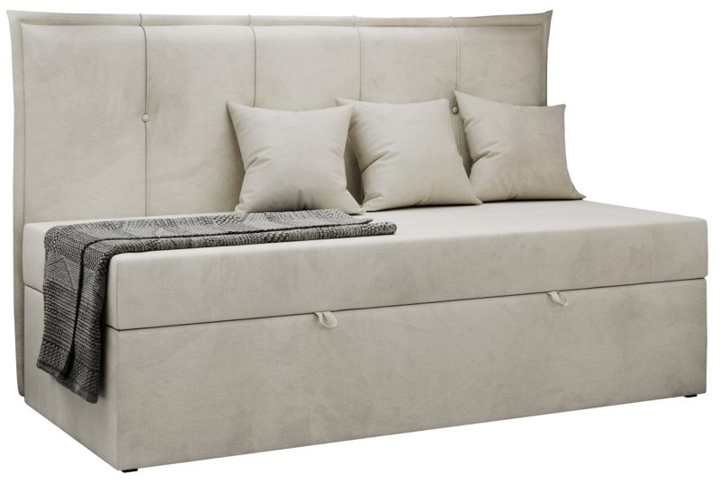 Łóżko młodzieżowe MKS Meble BANCO 90x200 H3 beżowy welwet topper T25 1szt.