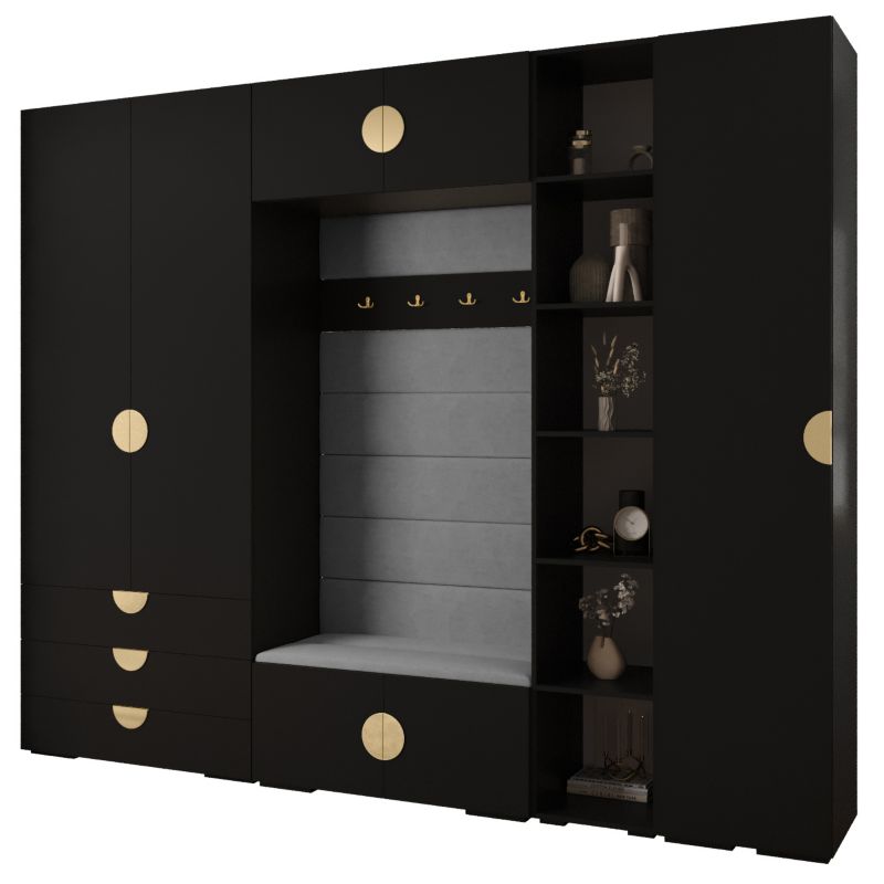 Garderoba do przedpokoju Abiks INOVA 4 Z11 czarny+złoty+manila16 1 szt.