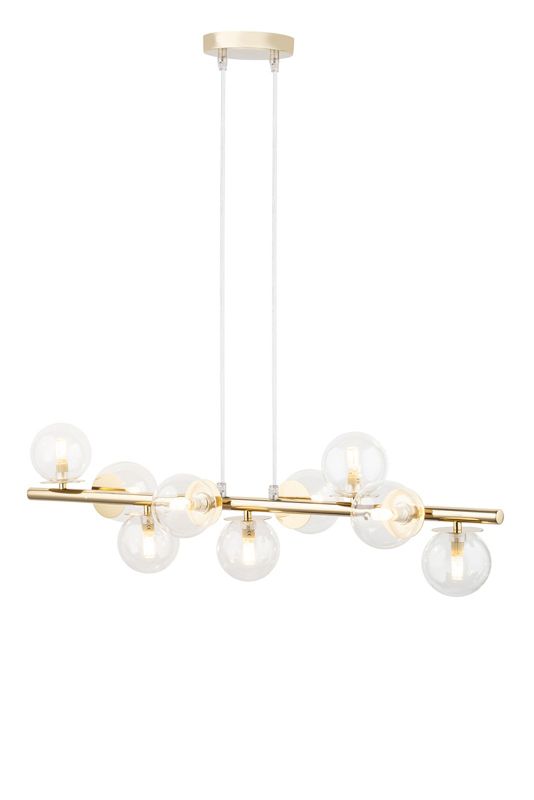 Lampa wisząca Sigma Lighting Avola złoto-przezroczysta podłużna 91 cm szklane kule 9xG9 x 12W 1 szt.