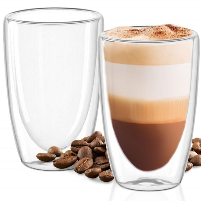 Szklanki z podwójnym dnem Springos na kawę herbatę 450ml termiczne 2 szt.