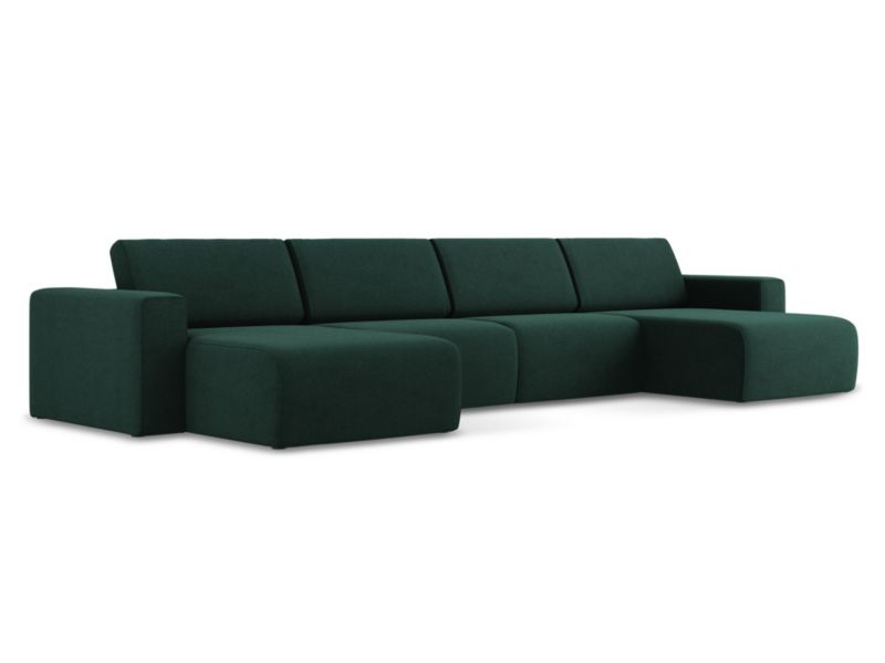Sofa modułowa panoramiczna LaMiaSofa CASERTA z tkaniny strukturalnej 404x167 cm butelkowa zieleń 1 szt.