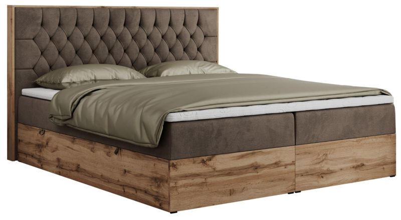 Łóżko kontynentalne MKS Meble AMORE 140x200 H4 brązowy welwet 1szt.