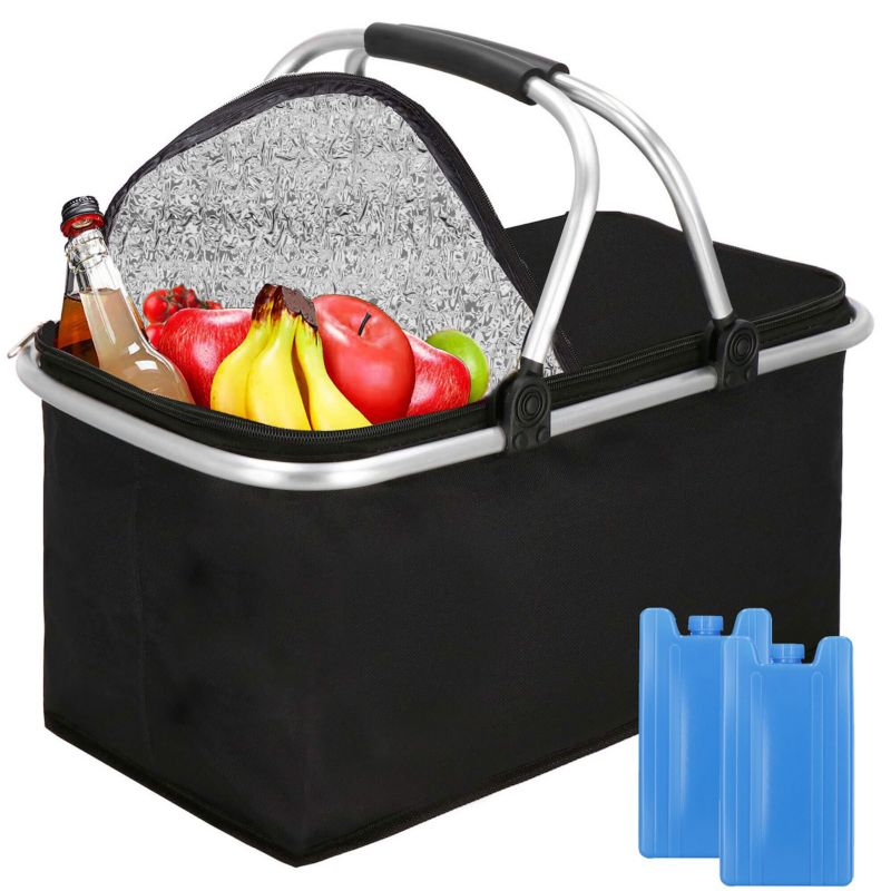 Kosz piknikowy Springos 30L torba termiczna na jedzenie kosz termiczny czarny 1 szt.