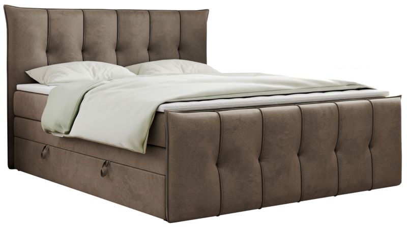 Łóżko kontynentalne MKS Meble PREMIUM 11 KING 140x200 H4 Brązowy welvet 1szt.
