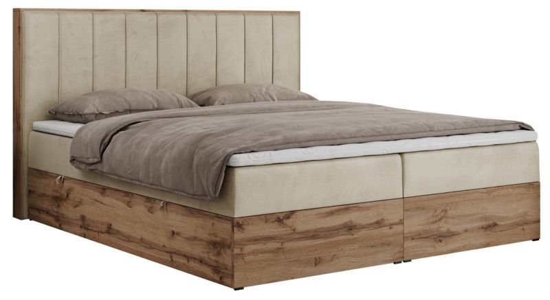 Łóżko kontynentalne MKS Meble BELLISSIMO 200x200 H3 beżowy welwet 1szt.