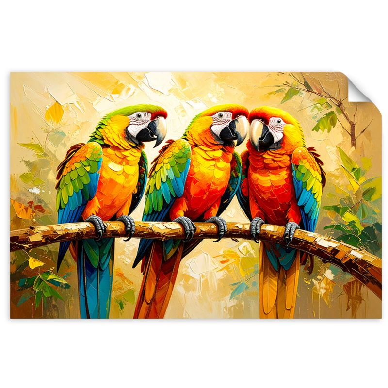 Naklejka samoprzylepna Feeby Kolorowe Papugi na gałęzi 30x20cm 1szt