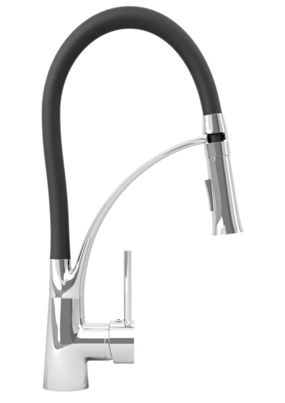 Bateria Kuchenna Nexo Chrom + Syfon Prostokątny Granitan Chrom Manualny Dwukomorowy Zestaw Kuchenny 1 szt.