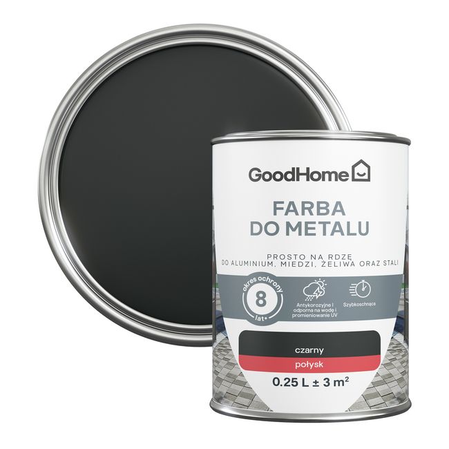 Farba antykorozyjna GoodHome połysk czarny 0,25 l