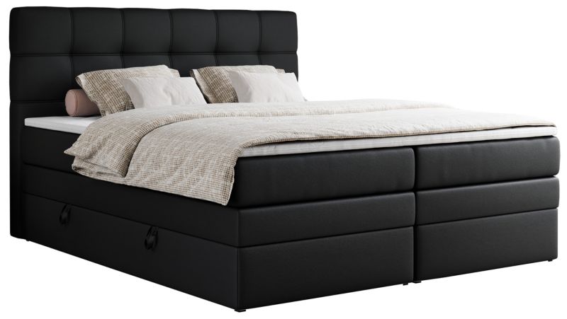 Łóżko kontynentalne MKS Meble ERNI KING 200x200 H4 Czarny ecoskóra 1szt.