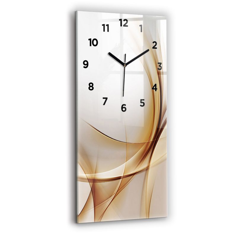 Zegar z czarnymi wskazówkami Wallfluent 30x60 cm Złota abstrakcja 1 szt.