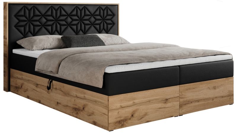 Łóżko kontynentalne MKS Meble NESSI 140x200 H4 Czarny ecoskóra 1szt