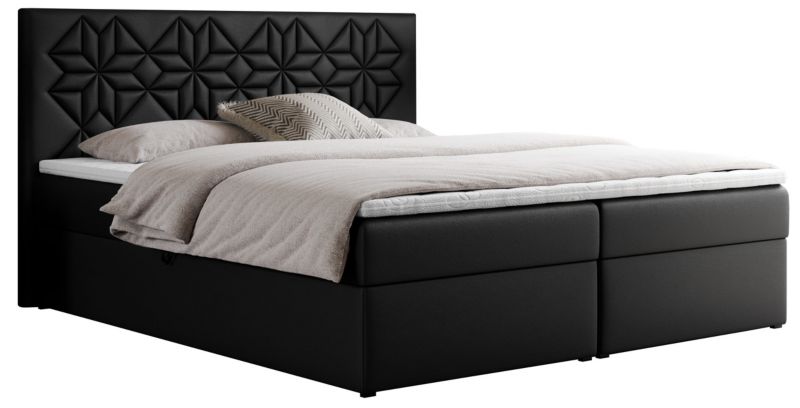 Łóżko kontynentalne MKS Meble LEILA 180x200 H4 Czarny ecoskóra 1szt.